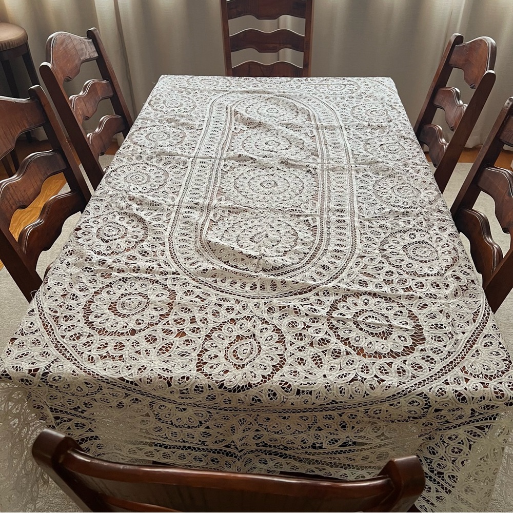 New! Delicate White Lace Table Linens for Dining. 72" x 108"